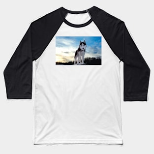 Siberian Husky Digital Painting Baseball T-Shirt